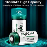 rapthor CR123A Lithium Batteries Packs 1650mAh High Power UL Certified 3V Non-Rechargeable Bulk Batteries with Built-in PTC for Flashlight Toys Alarm System Microphones(40pack)