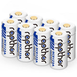 Rapthor 8 Pack Rechargeable RCR123A Batteries 750mAh 3.7V