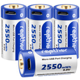 Rapthor 8 Pack 850mAh USB RCR123A Rechargeable Batteries for Arlo VMC3030 VMS3330 VMS3130 VMS3430 VMK3200 Wireless Security Cameras