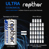 Rapthor RCR123A Rechargeable Batteries 8 Pack 750mAh with Charger for Arlo VMC3030 VMK3200 VMS3230 3330 3430 3530 Wireless Security Cameras Flashlight Smart Sensor