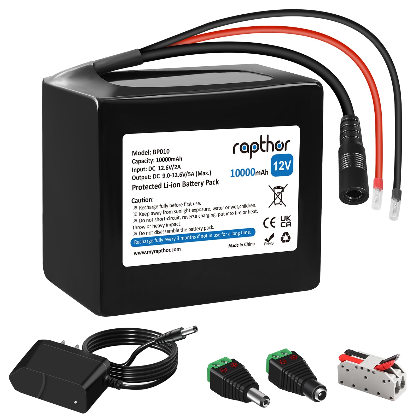 Rapthor Portable 12V 10000mAh Rechargeable Battery Pack: Your Ultimate Portable Power Solution for DIY Projects and More