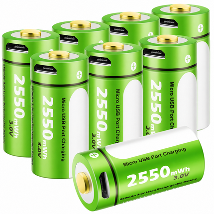 8 Pack Replacement Batteries Compatible with Arlo Wireless Security Cameras VMC3030 VMK3200 VMS3330 3530, 3V 2250mWh High Capacity Battery with Micro USB Port for Flashlight Polaroid Microphone