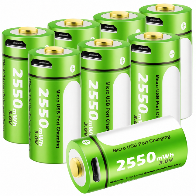 8 Pack Replacement Batteries Compatible with Arlo Wireless Security Cameras VMC3030 VMK3200 VMS3330 3530, 3V 2250mWh High Capacity Battery with Micro USB Port for Flashlight Polaroid Microphone