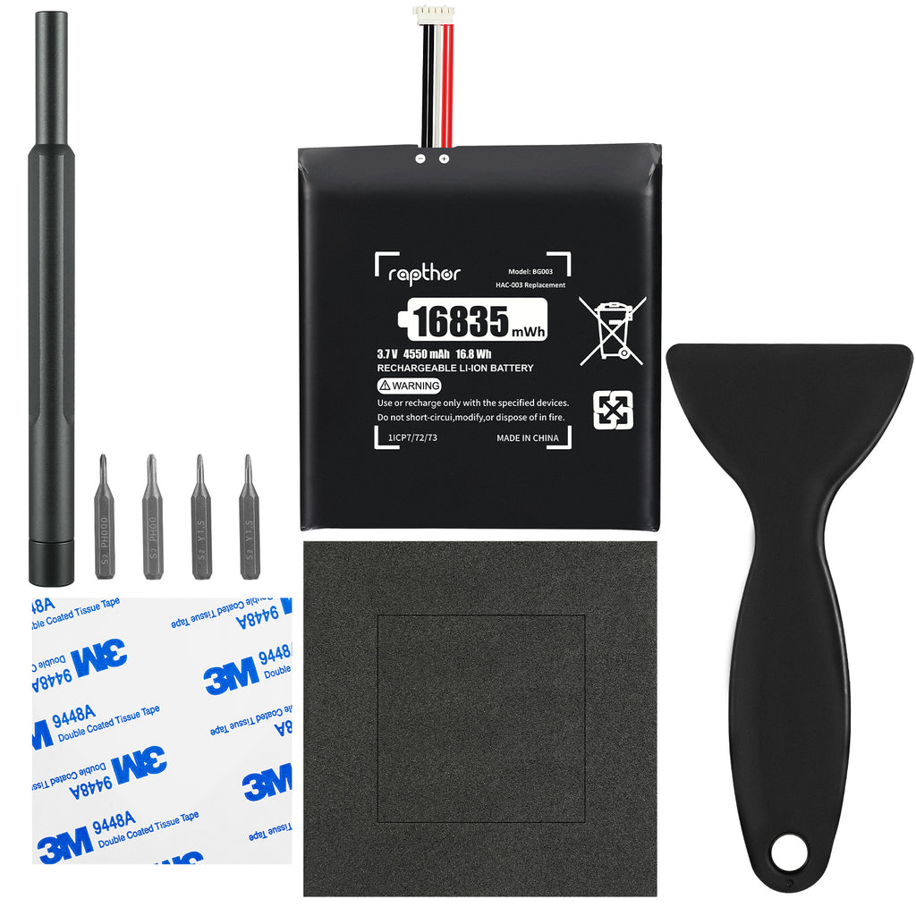 Rapthor HAC-003 Replacement Battery Compatible with Nintendo Switch Console HAC-001, 3.7V 16835mWh High Capacity with Installation Tools Kit