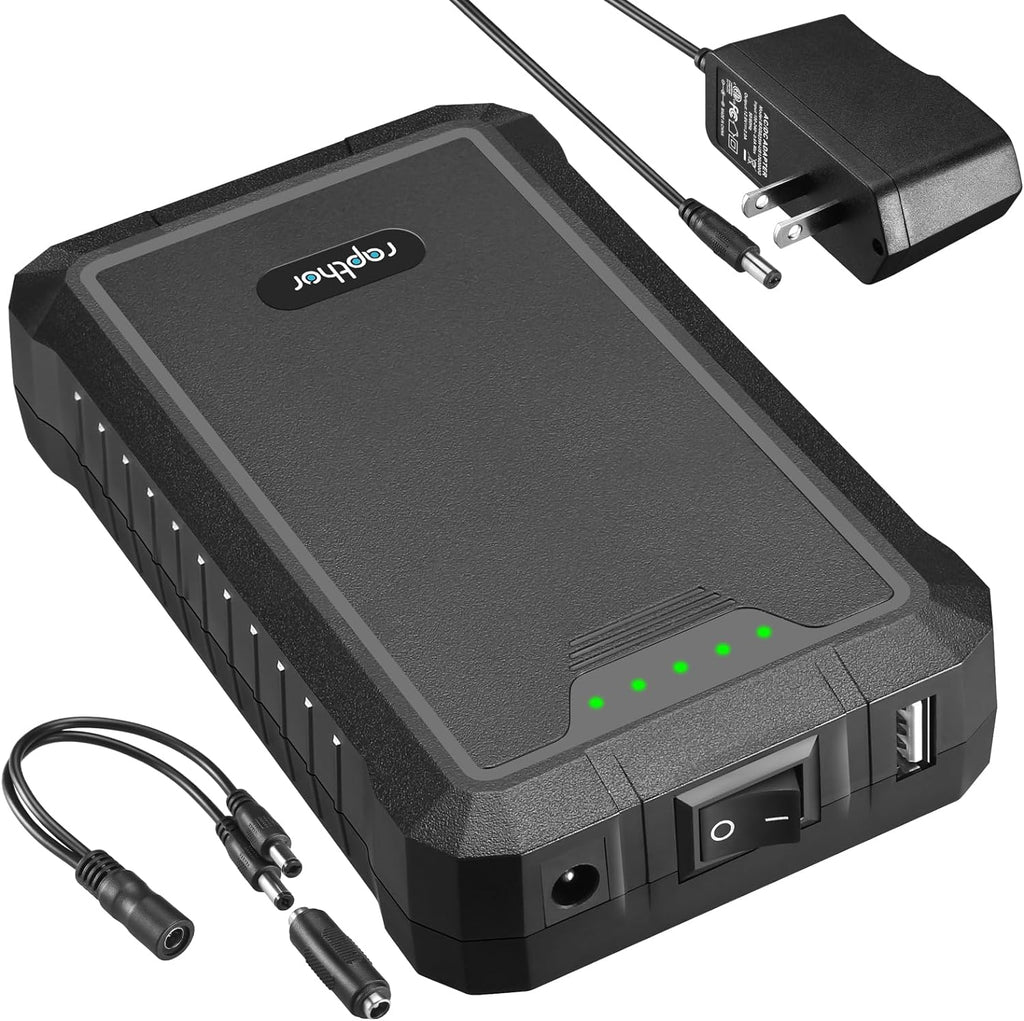 Rapthor Rechargeable 12V 6500mAh / 5V 13000mAh DC Battery Pack with Charger for Heated Jacket, LED Strip Lights, Smart Phones, Tablets, CCTV Camera (Model: BP005)