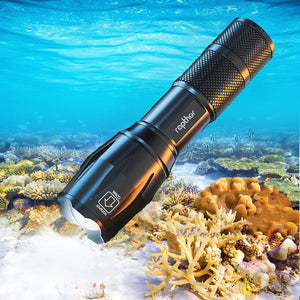 Rapthor 13000 Lumen 5 Lighting Modes Dive Light Underwater Waterproof LED Flashlight, Submersible Safety Lights with Battery and Charger for Diving and Dive Glove