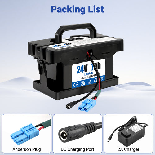 24V 7Ah LiFePO4 Deep Cycle Rechargeable Battery with 2A Fast Charger, Long-Lasting Power for Ride-On Cars and Dynacraft Realtree UTVs