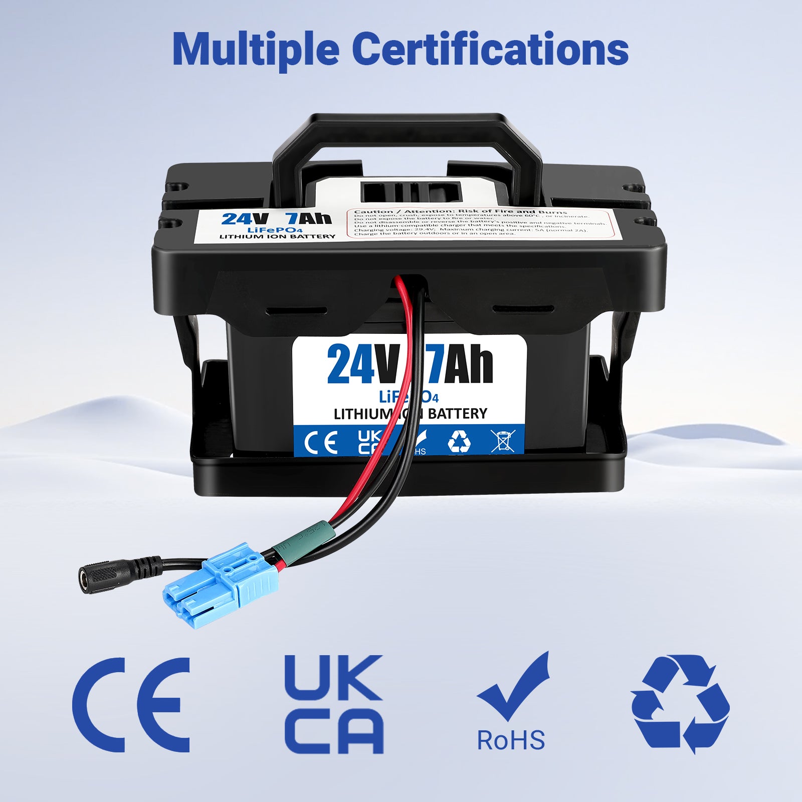 24V 7Ah LiFePO4 Deep Cycle Rechargeable Battery with 2A Fast Charger, Long-Lasting Power for Ride-On Cars and Dynacraft Realtree UTVs