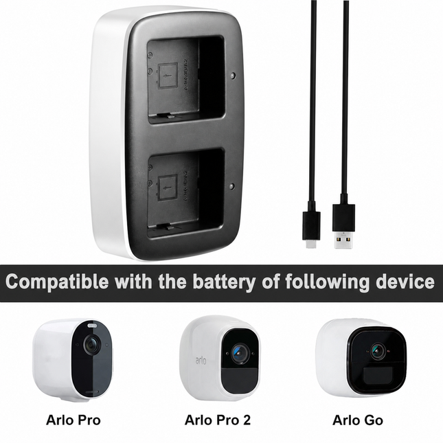Upgraded Batteries Compatible with Arlo Pro, Arlo Pro 2, Rechargeable 2560mAh 7.2V Lithium Li-ion Battery Pack with Charger – 2 Batteries and Charger Set