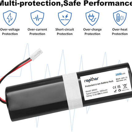 Replacement Battery for ILIFE V3S Pro Robot 2800mAh, V5S Pro, V8S, V50, X750 Robot Vacuum Cleaners,14.8V/41.44Wh