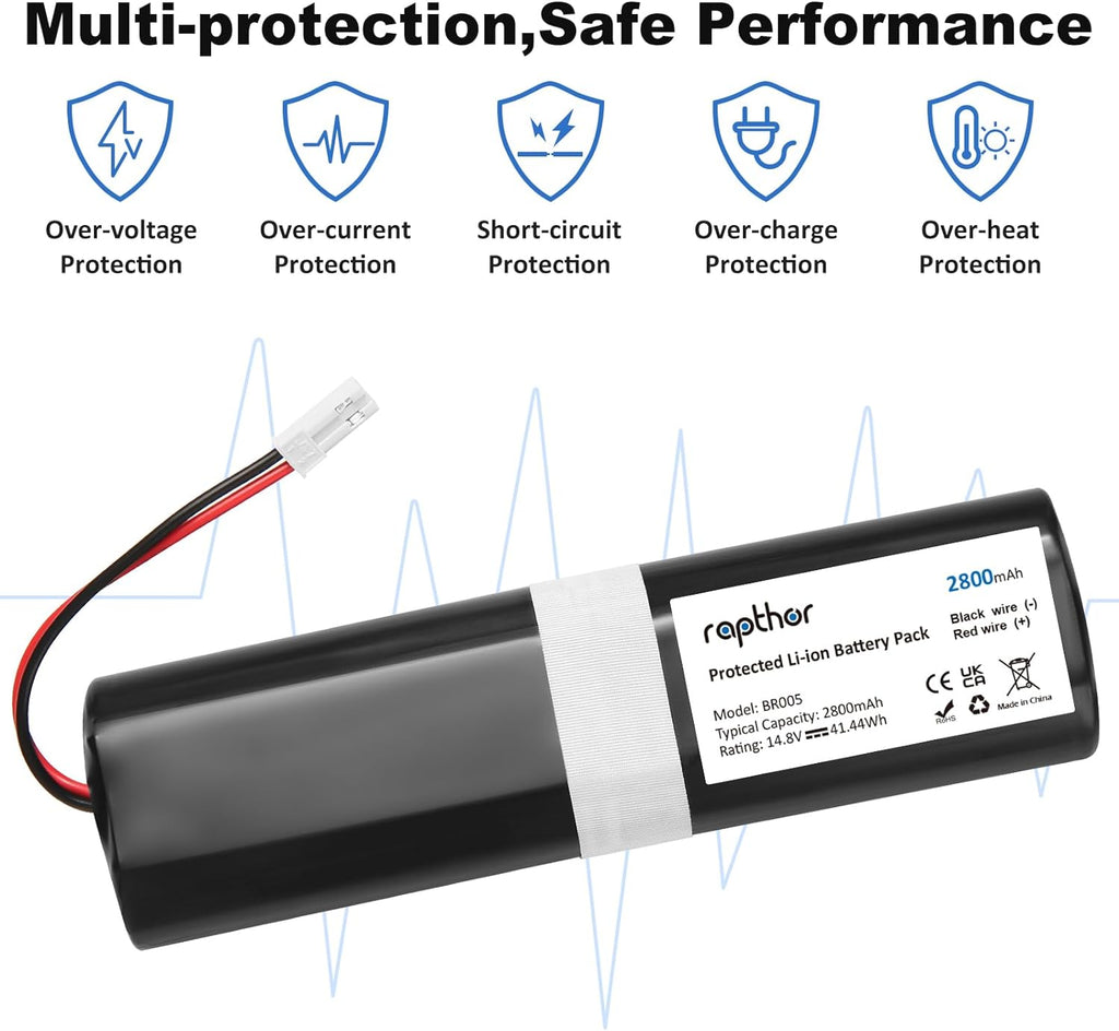 Replacement Battery for ILIFE V3S Pro Robot 2800mAh, V5S Pro, V8S, V50, X750 Robot Vacuum Cleaners,14.8V/41.44Wh