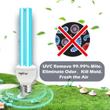 Rapthor 2 Pack UVC Sanitizer Light Bulb Ozone Free, Germicidal UV Lamp 25 Watt, 254nm Weavelength UV-C Disinfection lamp for Basement E26 Base 2 Count