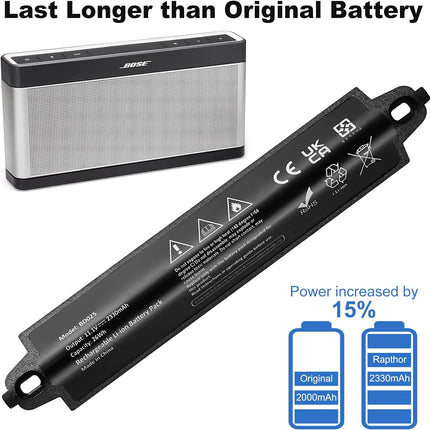 Replacement Battery for Bose 404600, Soundlink 1, Soundlink 2, SoundLink 3, Soundlink II, SoundTouch 20,330105, 330105A, 33010711, 330107, 359495, 359498 High Capacity 2330mAh 11.1V with DIY Tool