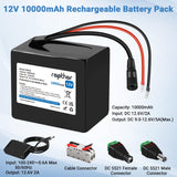 Rapthor Rechargeable 12V 10000mAh Lithium ion Battery Pack with 12.6V 2A Fast Charger for 12V Devices with DC5521 Port, DIY Project, Router, Radio, LED Light Strip, CCTV Camera, Telescope (Model: BP010)