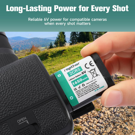 Rapthor 2CR5 6V Lithium Battery 1650mAh, 5 Pack Photo Batteries Replacement for 2CR5M 5032LC DL245 EL2CR5 KL2CR5 RL2CR5, Long-Lasting Power for Cameras, Flash Units, Rangefinders and Security Devices