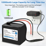 Rapthor Rechargeable 12V 10000mAh Lithium ion Battery Pack with 12.6V 2A Fast Charger for 12V Devices with DC5521 Port, DIY Project, Router, Radio, LED Light Strip, CCTV Camera, Telescope (Model: BP010)