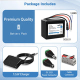 Rapthor Rechargeable 12V 10000mAh Lithium ion Battery Pack with 12.6V 2A Fast Charger for 12V Devices with DC5521 Port, DIY Project, Router, Radio, LED Light Strip, CCTV Camera, Telescope (Model: BP010)