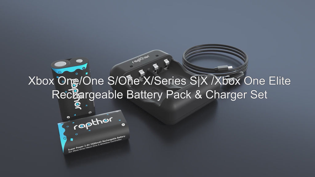 Rapthor Xbox Controller Battery Pack Rechargeable for Xbox One/Xbox Series X/Xbox One S/Xbox One X/Xbox One Elite, 2x2500 mAh Xbox One Batteries Kit with Charger (2 Batteries + Charger)