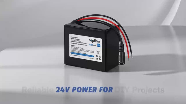 Rapthor 24V 5000mAh Rechargeable Lithium ion Battery Pack 24 Volt 5Ah with 25.2V 1A Charger for DIY Projects (Model: BP011)