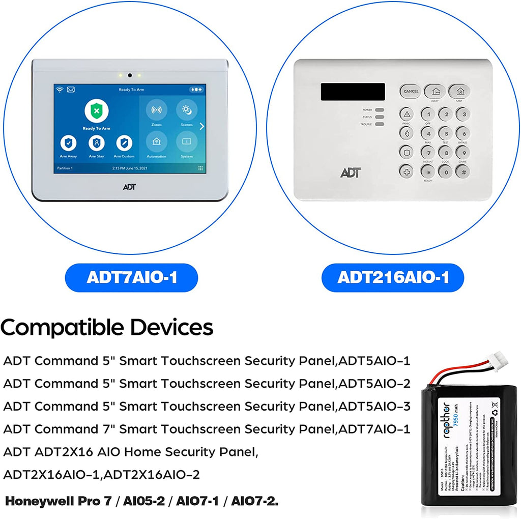 7950mAh Replacement Battery 300-10186 for ADT Command Smart Security Panel 3.7V
