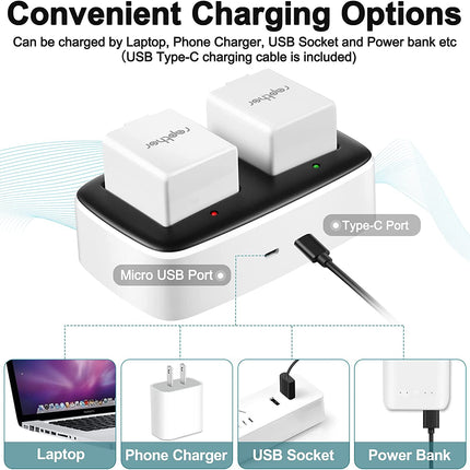 Rapthor 2560mAh Replacement Battery Compatible with Arlo Pro / Pro 2 Rechargeable with Charger Station for Arlo Pro / Pro 2 Camera (2 Batteries+1 Charger)