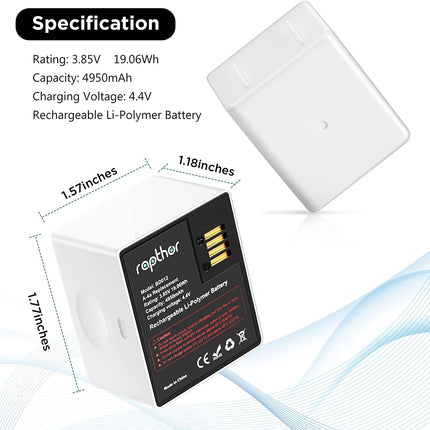 Upgraded 4950mAh Replacement Batteries Compatible with Arlo Pro 4/Pro 3/Ultra/Ultra 2 Wireless Security Cameras, 2-Pack 3.85V Rechargeable Long-Lasting Battery Life and Easy to Install