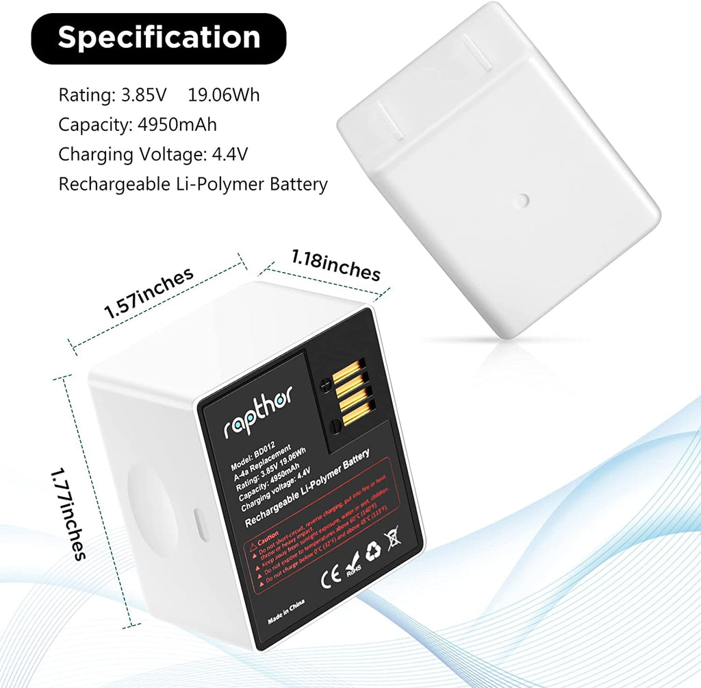 Upgraded 4950mAh Replacement Batteries Compatible with Arlo Pro 4/Pro 3/Ultra/Ultra 2 Wireless Security Cameras, 2-Pack 3.85V Rechargeable Long-Lasting Battery Life and Easy to Install