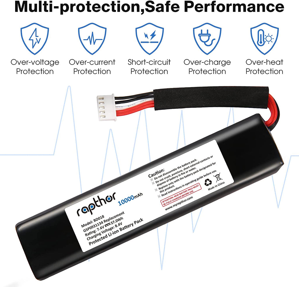 Rapthor 10000mAh Replacement Battery for JBL Xtreme Bluetooth Speaker fits JBL GSP0931134 High Capacity Li-Polymer Replacement Battery with DIY Tools