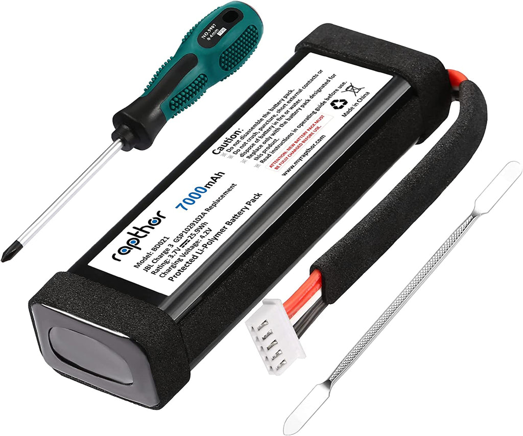 Rapthor 7000mAh Replacement Battery for JBL Charge 3 Speaker GSP1029102A 3.7V with Installation Tools