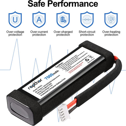 Rapthor 7000mAh Replacement Battery for JBL Charge 3 Speaker GSP1029102A 3.7V with Installation Tools