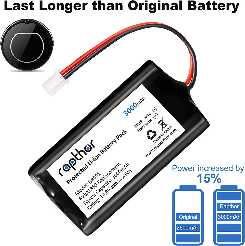 Replacement Battery Pack for Shark Ion Robot 3000mAh RVBAT850, R75, R85, RV751, RV761, RV851WV, RV871, RV871C, RV1000S, RV101AE, V101AE Robot Vacuum Cleaners, 14.4V/44.4Wh(Attention:2Prongs Connector)