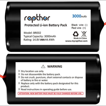 Replacement Battery Pack for Shark Ion Robot 3000mAh RVBAT700,RV720, RV725, RV750,14.8V/44.4Wh(3 Prong)