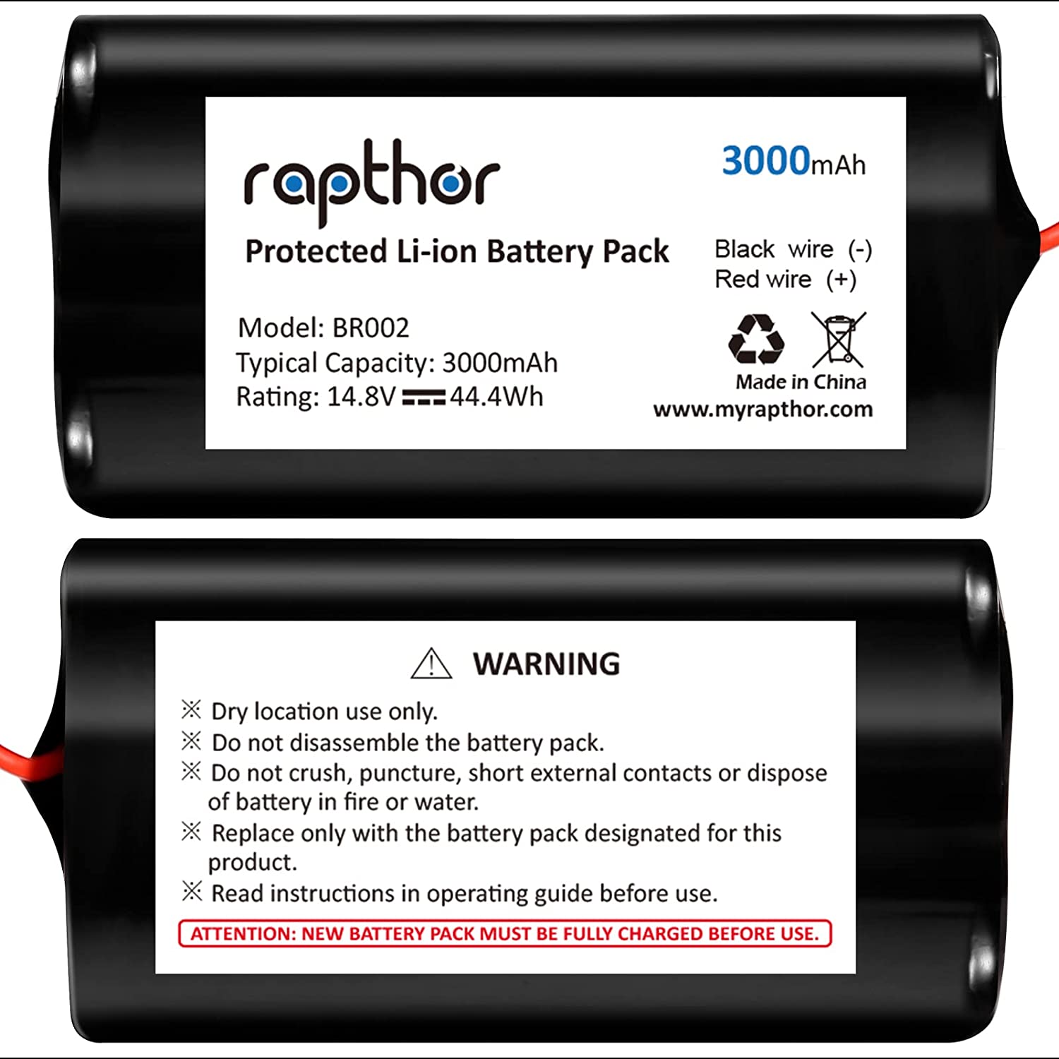 Replacement Battery Pack for Shark Ion Robot 3000mAh RVBAT700,RV720, RV725, RV750,14.8V/44.4Wh(3 Prong)