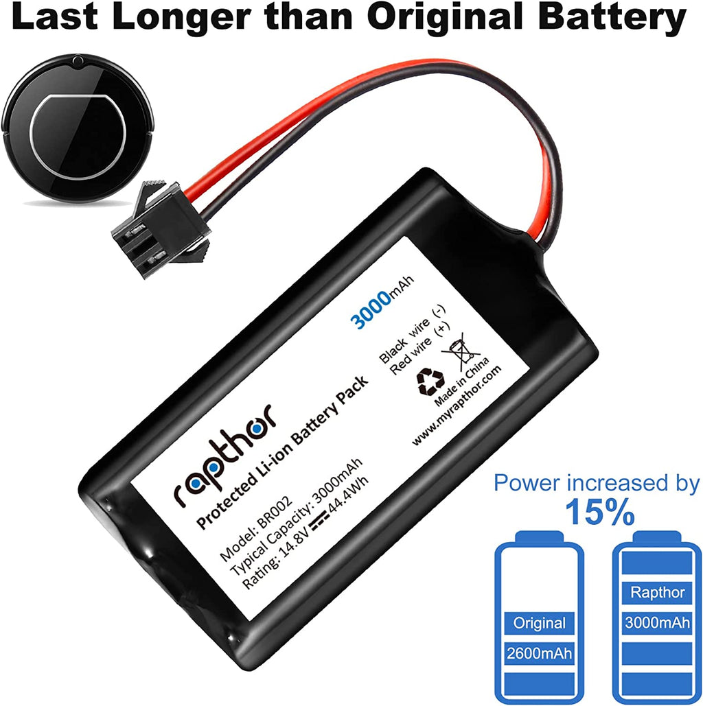 Replacement Battery Pack for Shark Ion Robot 3000mAh RVBAT700,RV720, RV725, RV750,14.8V/44.4Wh(3 Prong)