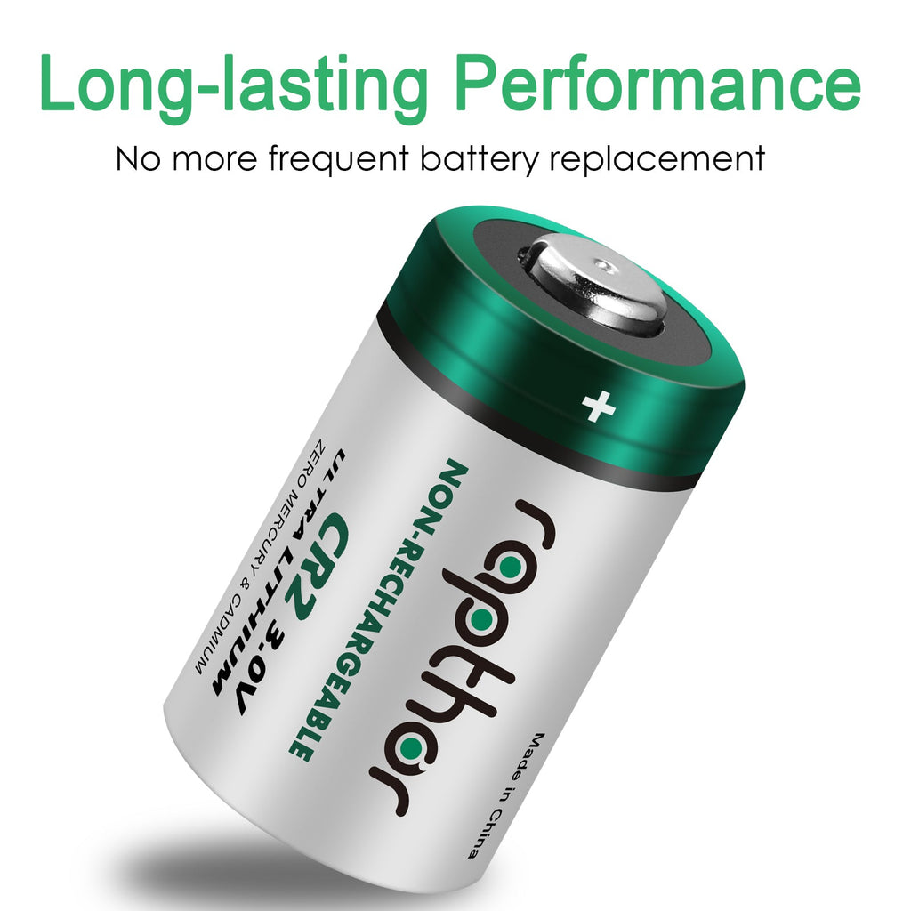 Rapthor 12 Pack CR2 Battery 3 Volt 850mAh High Power Non-Rechargeable Lithium Batteries with PTC Protection