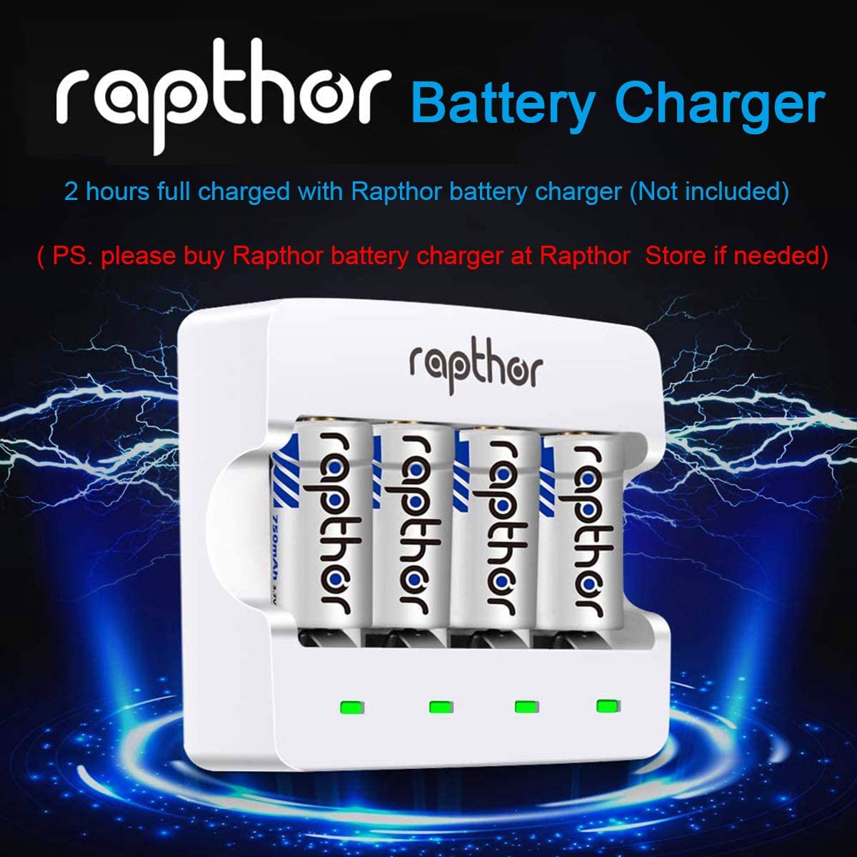 Rapthor 8 Pack Rechargeable RCR123A Batteries 750mAh 3.7V