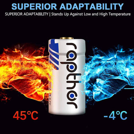 Rapthor 8 Pack Rechargeable RCR123A Batteries 750mAh 3.7V