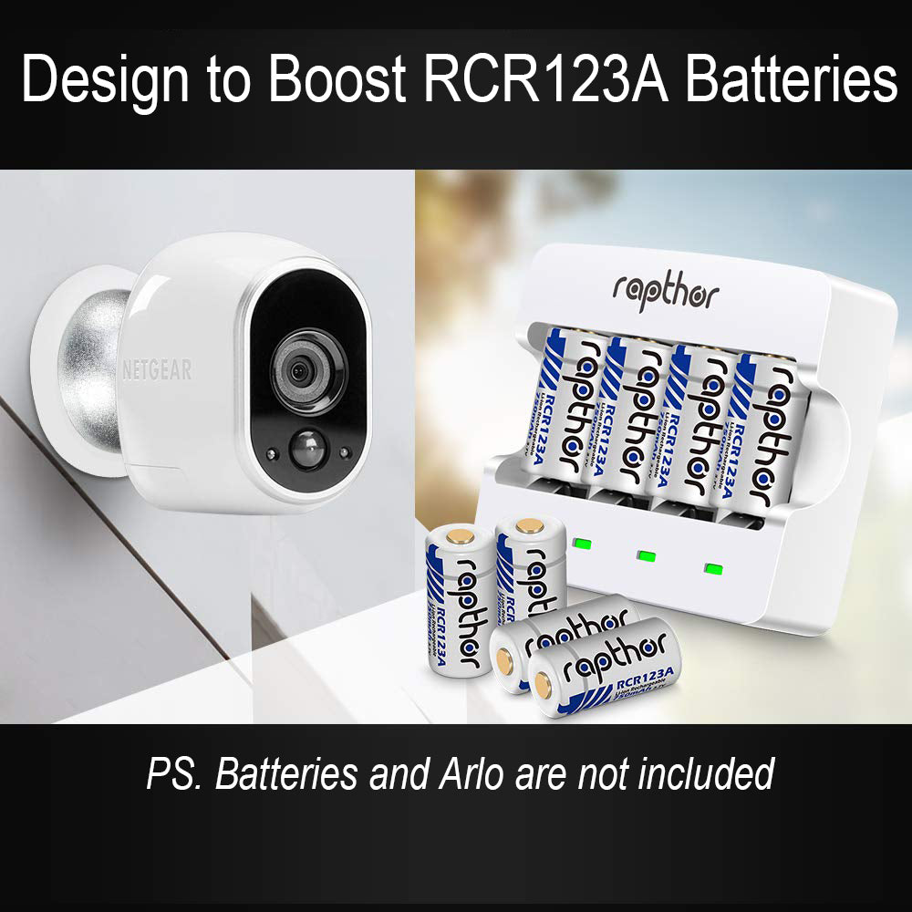 Rapthor RCR123A Battery 12V/1A Quick Charger with FCC CE ROHS Certified
