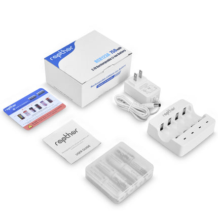 Rapthor RCR123A Rechargeable Batteries 8 Pack 750mAh with Charger for Arlo VMC3030 VMK3200 VMS3230 3330 3430 3530 Wireless Security Cameras Flashlight Smart Sensor