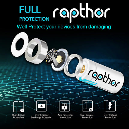 Rapthor RCR123A Rechargeable Batteries 8 Pack 900mAh with Charger for Arlo VMC3030 VMK3200 VMS3230 3330 3430 3530 Wireless Security Cameras Flashlight Smart Sensor