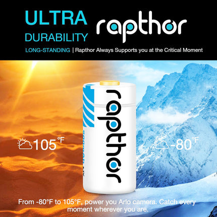 Rapthor RCR123A Rechargeable Batteries 8 Pack 900mAh with Charger for Arlo VMC3030 VMK3200 VMS3230 3330 3430 3530 Wireless Security Cameras Flashlight Smart Sensor