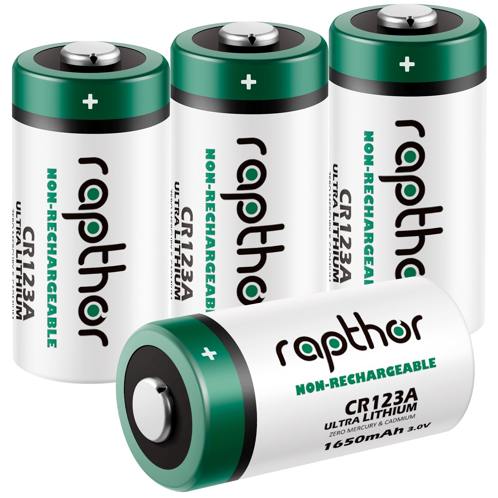 Rapthor 4 Pack CR123A Lithium Batteries 3V 1650mAh High Power Photo Ba –  Rapthor Batteries