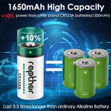 Rapthor 4 Pack CR123A Lithium Batteries 3V 1650mAh High Power Photo Battery PTC Protected for Flashlight Smart Sensors(Non-Rechargeable, Not for Arlo)