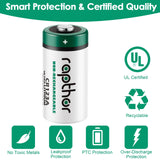 Rapthor 4 Pack CR123A Lithium Batteries 3V 1650mAh High Power Photo Battery PTC Protected for Flashlight Smart Sensors(Non-Rechargeable, Not for Arlo)